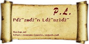 Pázmán László névjegykártya
